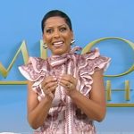 Tamron’s tie neck ruffle top on Tamron Hall Show