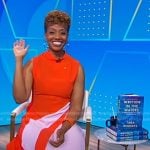 Tara Roberts’s red colorblock midi dress on Good Morning America