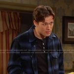 Tate’s navy plaid button down shirt on Days of our Lives