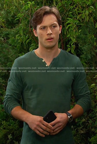 Tate's green henley shirt on Days of our Lives
