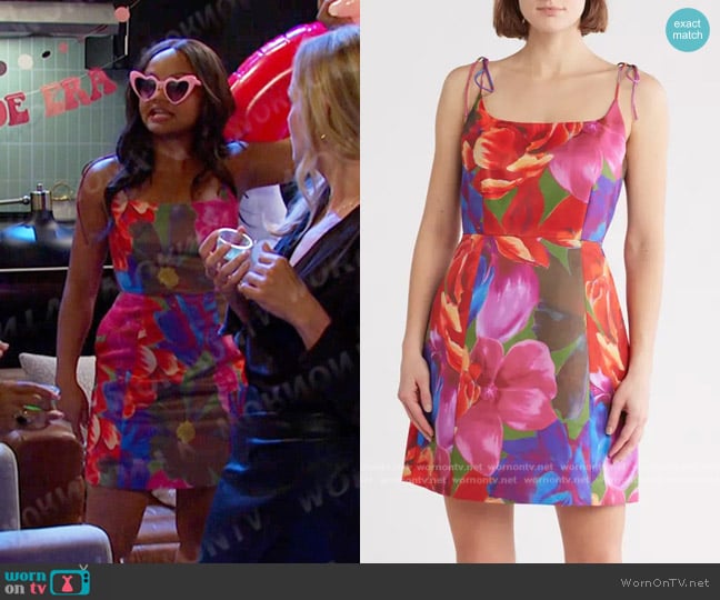 Ted Baker Jyneen Shoulder Tie Dress worn by Chanel Dupree (Raven Bowens) on Days of our Lives