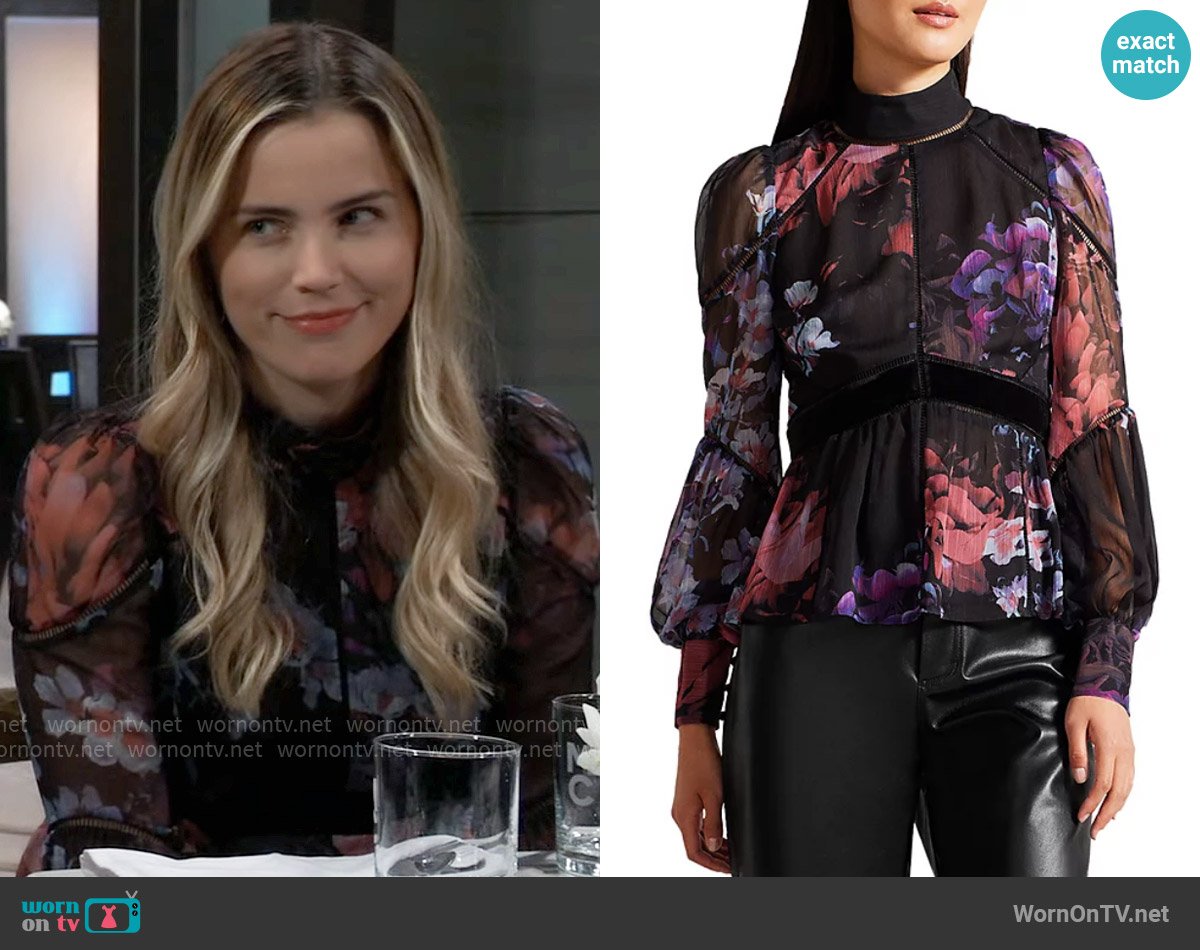 Ted Baker Neeveh Top worn by Sasha Gilmore (Sofia Mattsson) on General Hospital