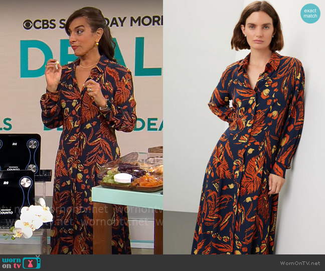 Thakoon Collective Floral Button Up Dress worn by Michelle Miller on CBS Mornings