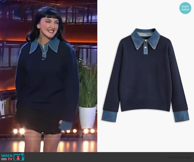 Commense 2 in 1 Panel Lapel Sweater worn by Julia Michaels on The Kelly Clarkson Show