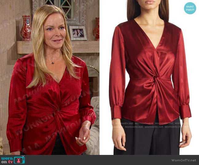 Theory Silk-Blend Twist Front Blouse worn by Belle Brady (Martha Madison) on Days of our Lives