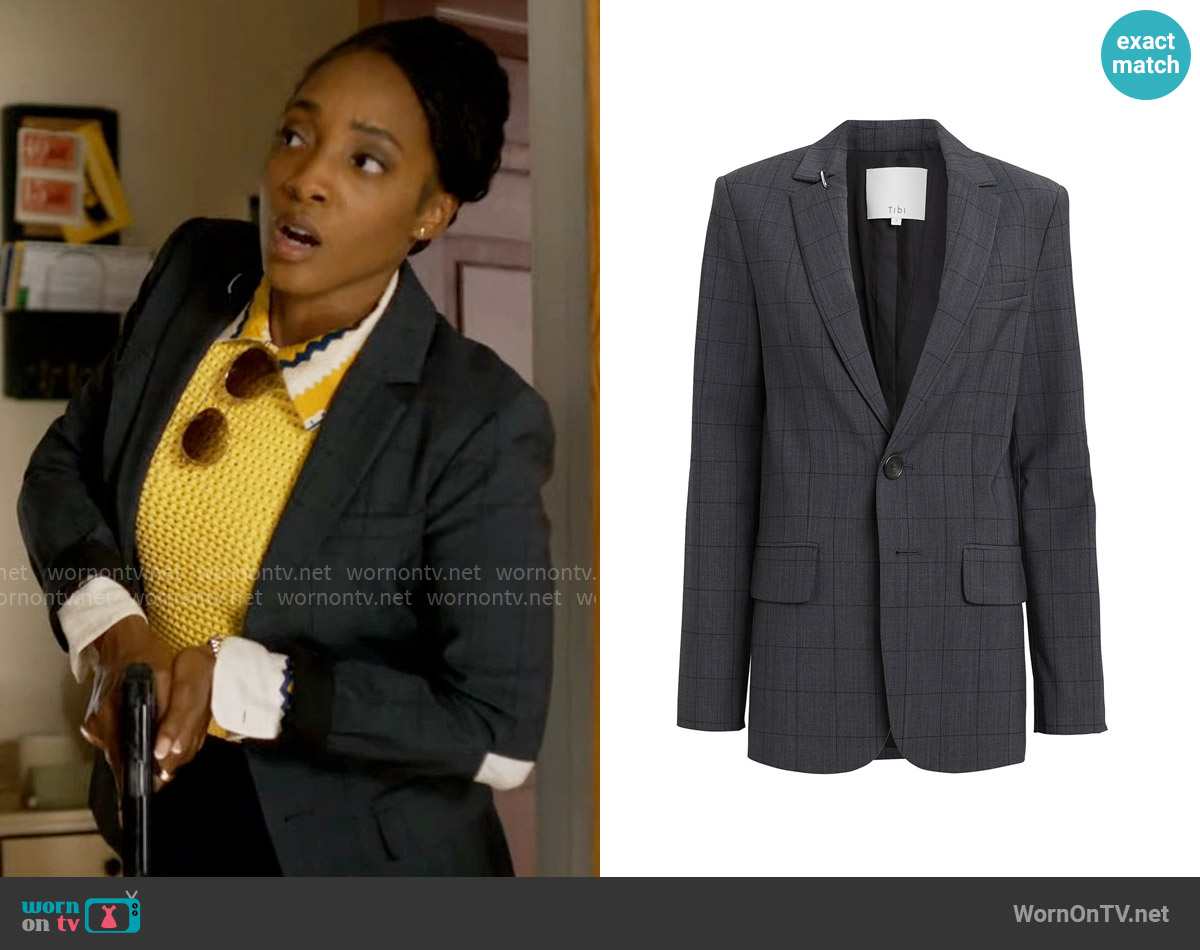 Tibi Menswear Windowpane Blazer worn by Faith Mitchell (Iantha Richardson) on Will Trent