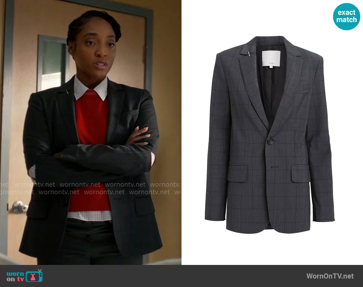 Tibi Menswear Windowpane Blazer worn by Faith Mitchell (Iantha Richardson) on Will Trent