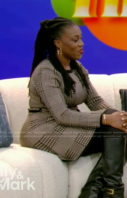 Tiffany Aliche’s gray plaid dress on Live with Kelly and Mark