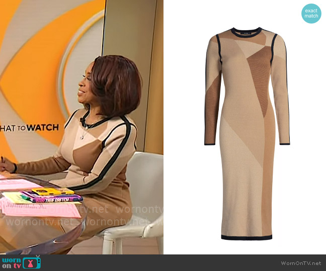 Toccin Nora Colorblocked Knit Midi-Dress worn by Gayle King on CBS Mornings