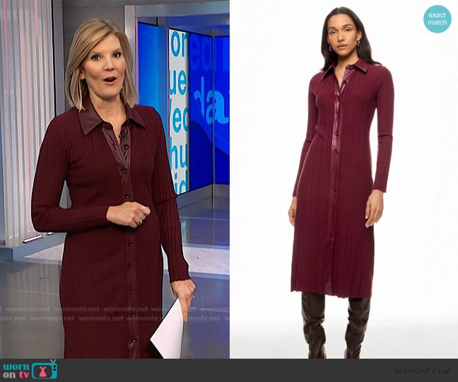 Toccin x RTR Variegated Rib Knit Leather Combo Dress worn by Kate Snow on NBC News Daily