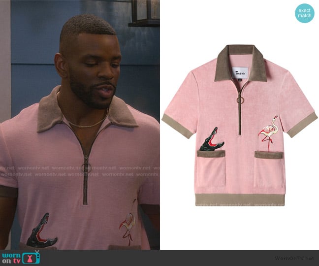 Tombolo Flamingo Tartare Cabana Shirt worn by Bernard (Jermelle Simon) on The Upshaws