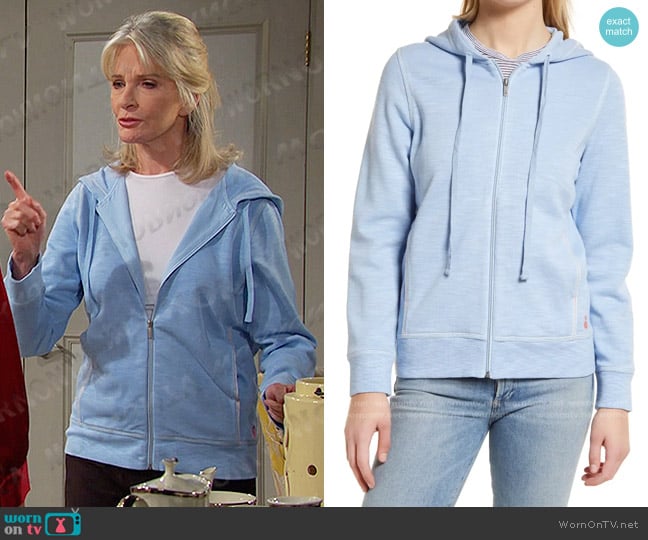 Tommy Bahama Tobago Bay Cotton Blend Zip-Up Hoodie in Light Sky worn by Marlena Evans (Deidre Hall) on Days of our Lives