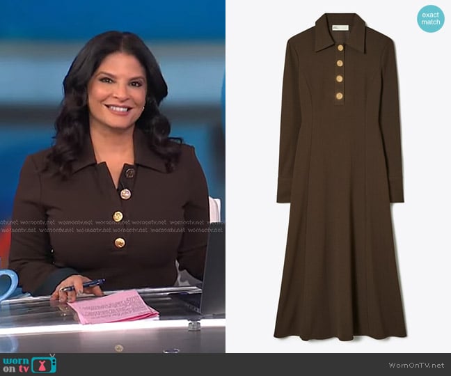 Tory Burch Solid Crepe Shirtdress worn by Darlene Rodriguez on Today