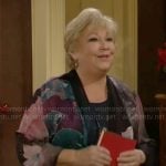 Traci’s black floral kimono cardigan on The Young and the Restless