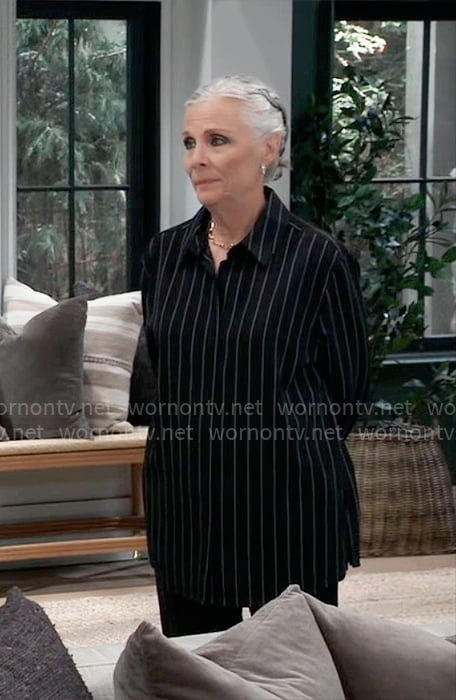 Tracy’s black pinstriped shirt on General Hospital