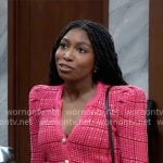 Trina’s pink v-neck cardigan on General Hospital