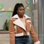 Trina’s corduroy and fleece jacket on General Hospital