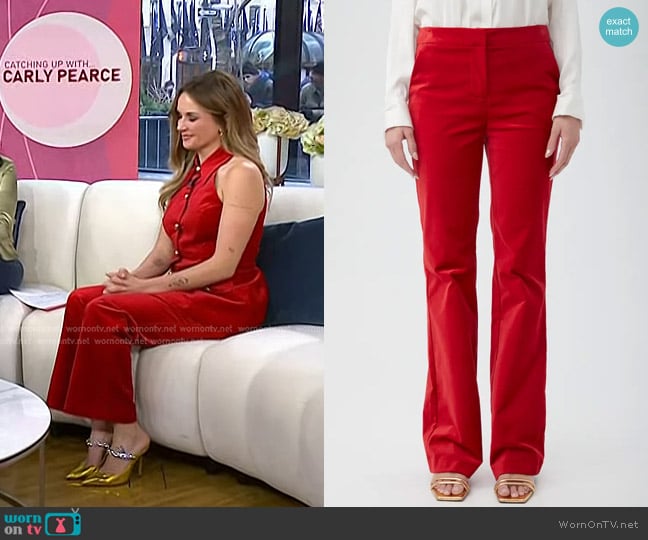 Trina Turk Westport Pant in Red Spark worn by Carly Pearce on Today