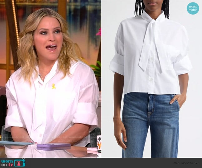 TWP Next Ex Tie Neck Crop Shirt worn by Sara Haines on The View