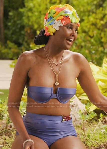 Ubah’s blue bikini top and bottoms on The Real Housewives of New York City