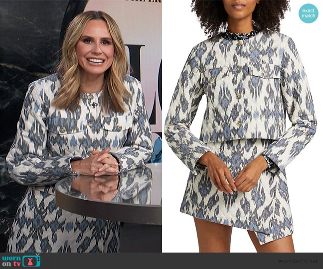 Ulla Johnson Dione Printed Cotton Crop Jacket worn by Keltie Knight on E! News