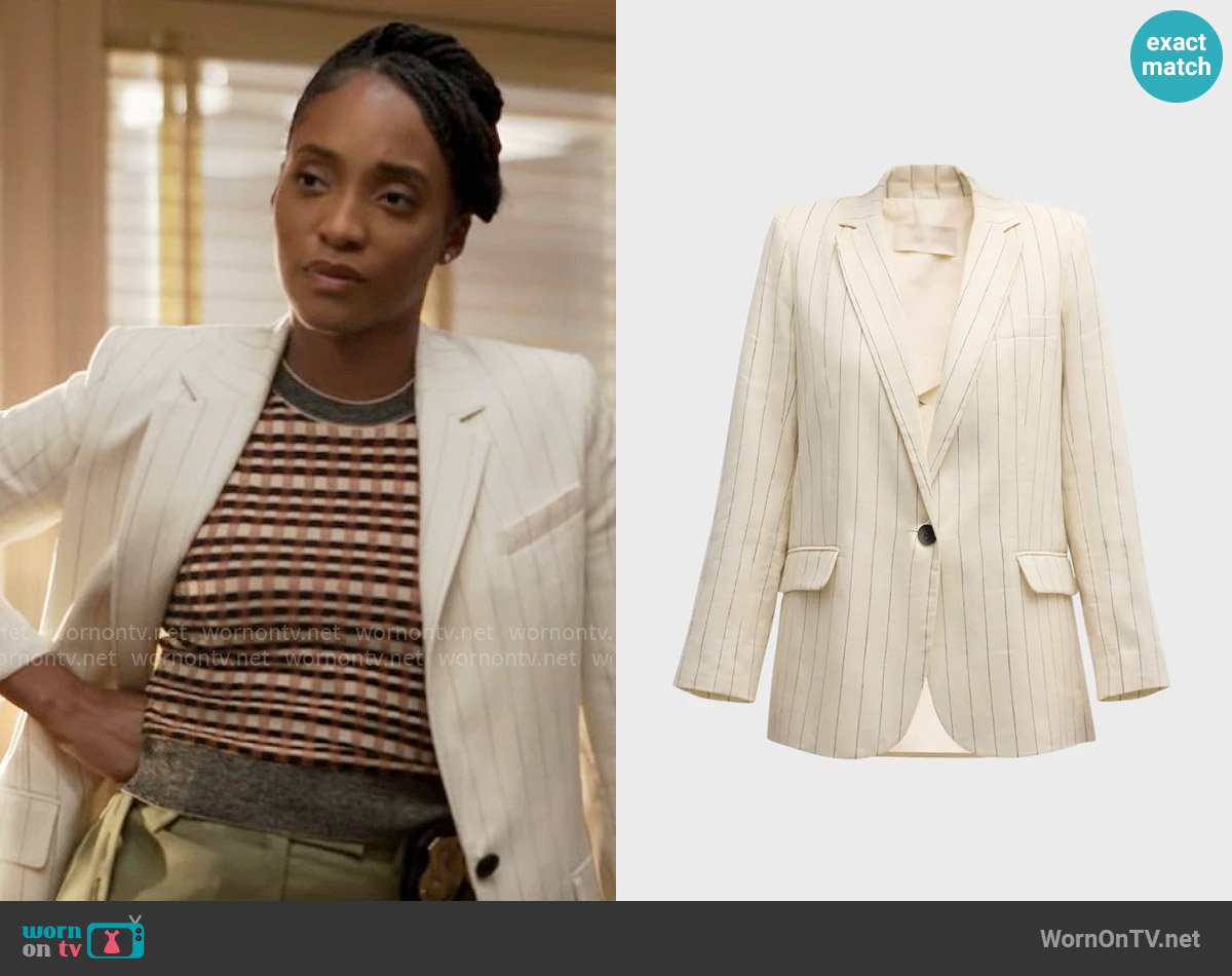 Vanessa Bruno Tilia Striped Single-Button Blazer worn by Faith Mitchell (Iantha Richardson) on Will Trent