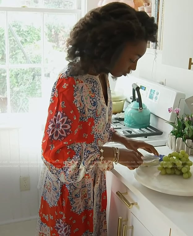 Venita's red paisley print robe on Southern Charm