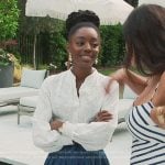 Venita’s white embroidered blouse and denim mini skirt on Southern Charm