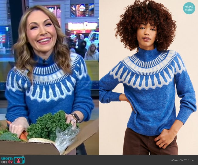 Vero Moda Simone Fair Isle Sweater worn by Lori Bergamotto on Good Morning America