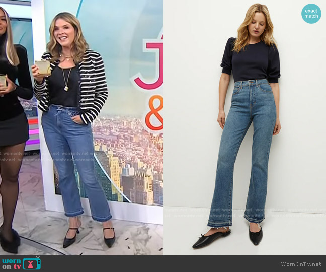 Veronica Beard Carson Released Hem Kick-Flare Jean worn by Jenna Bush Hager on Today