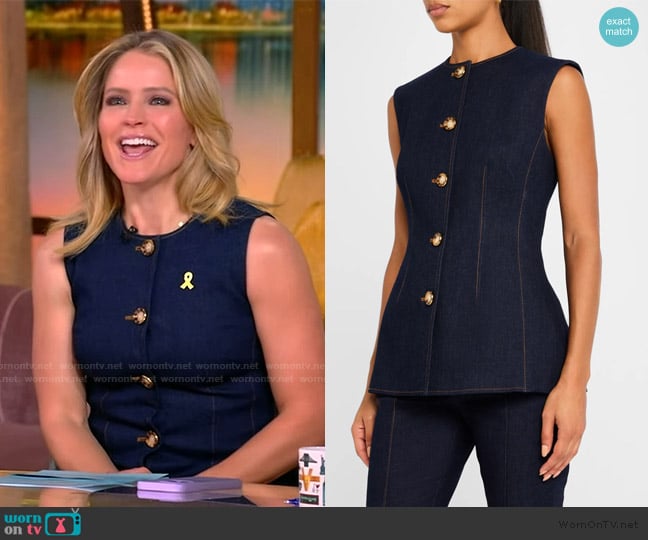 Veronica Beard Jessup Denim Vest worn by Sara Haines on The View