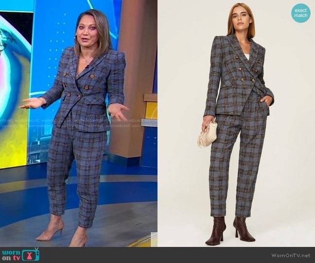 Veronica Beard Miller Dickey Jacket and Reena Pant worn by Ginger Zee on Good Morning America