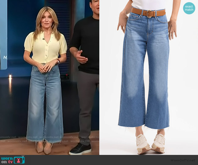 Veronica Beard Taylor Cropped Wide-Leg Jean worn by Kit Hoover on Access Hollywood