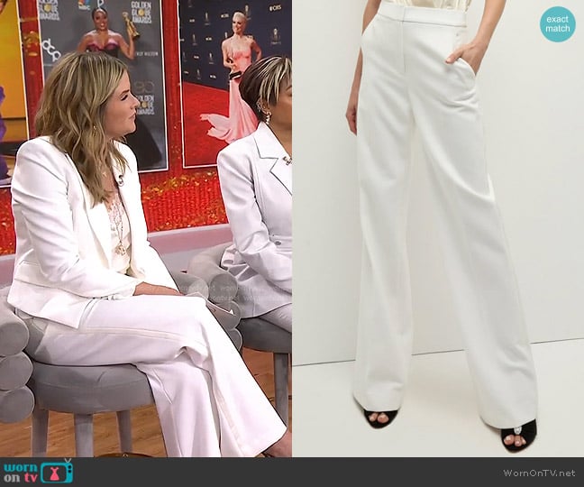 Veronica Beard Tonelli Tuxedo-Stripe Pant in Off-White worn by Jenna Bush Hager on Today