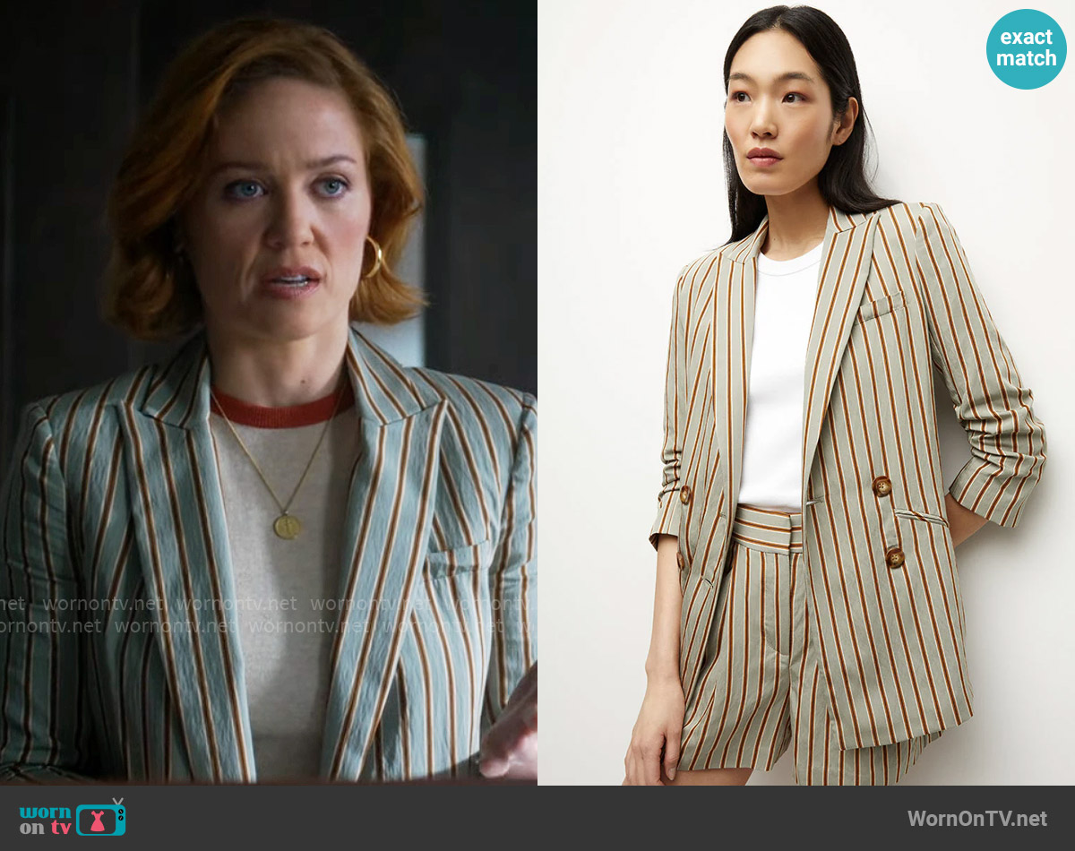 Veronica Beard Kiernan Striped Dickey Jacket worn by Angie Polaski (Erika Christensen) on Will Trent