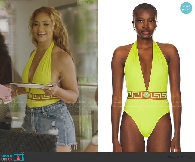 Versace Lycra Vita One Piece Swimsuit worn by Gizelle Bryant on The Real Housewives of Potomac