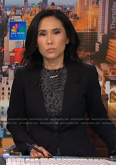 Vicky’s gray leopard print top on NBC News Daily