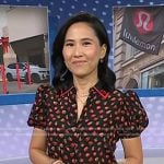 Vicky’s black fruit print puff sleeve top on Today