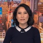 Vicky’s navy collar print sweater on NBC News Daily