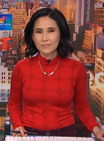 Vicky's red circle print top on NBC News Daily