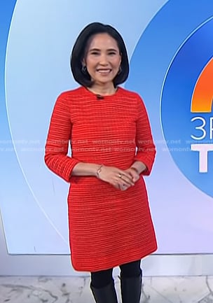 Vicky's red embroidered shift dress on Today