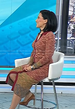 Vicky’s red space dye knit dress on Today