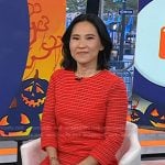 Vicky’s red embroidered shift dress on Today