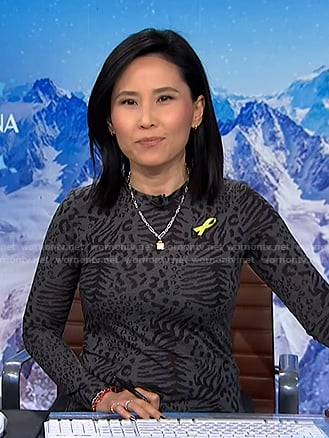 Vicky's gray leopard print top on NBC News Daily