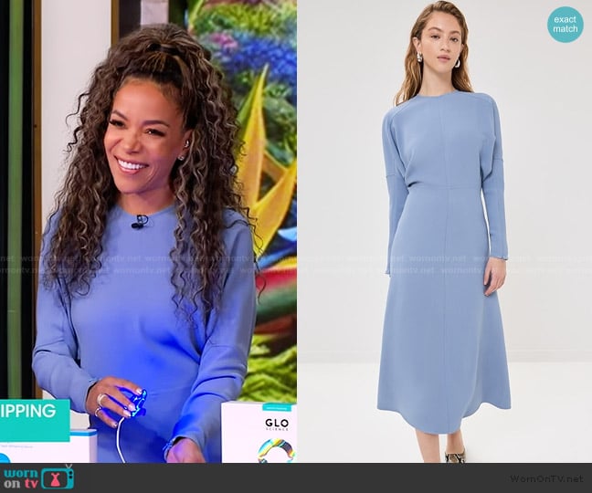 Victoria Beckham Long Sleeve Dolman Midi Dress worn by Sunny Hostin on The View