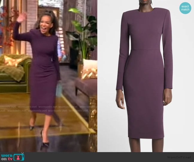 Victoria Beckham Strong-Shoulder Long-Sleeve Midi T-Shirt Dress worn by Sunny Hostin on The View