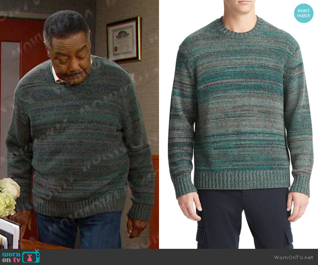 Vince Marled Crewneck Sweater in Cole Cove worn by Abe Carver (James Reynolds) on Days of our Lives