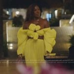 Wendy’s yellow floral applique top and skirt on The Real Housewives of Potomac