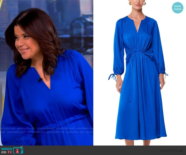 Whistles Molly Satin Midi Dress worn by Ana Navarro on The View