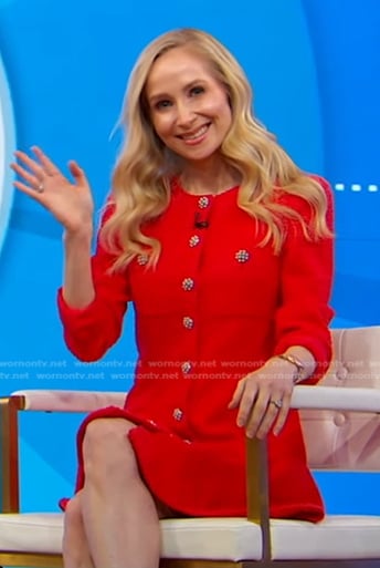 Dr. Whitney Bowe's red tweed mini dress on Good Morning America